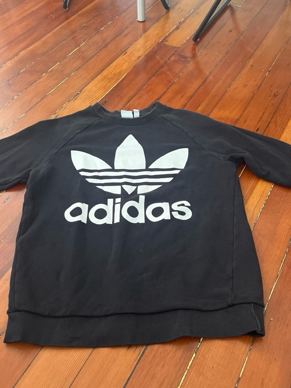adidas Black Crewneck Sweatshirt with White Trefoil